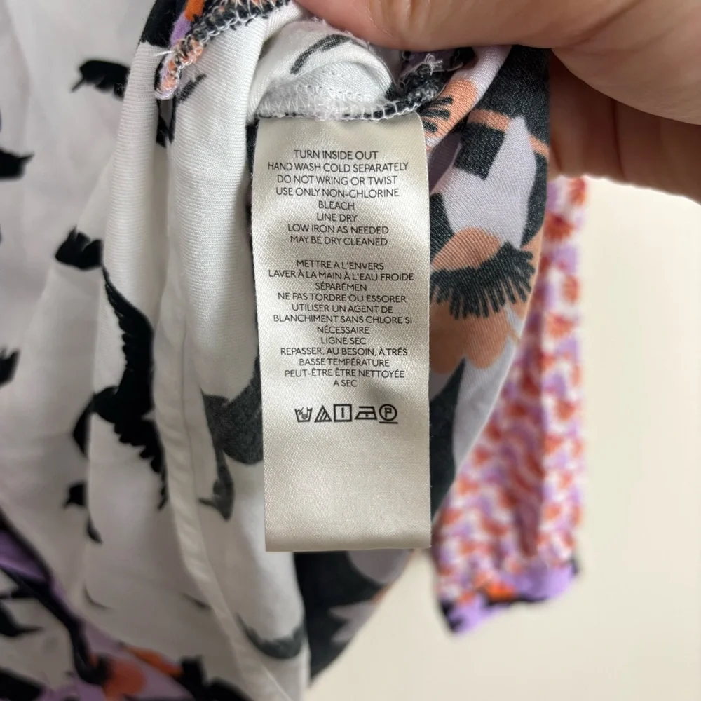 Anthropologie Maeve The Paz Button Down Blouse Size XS Patchwork Bird Novelty - Picture 6 of 7